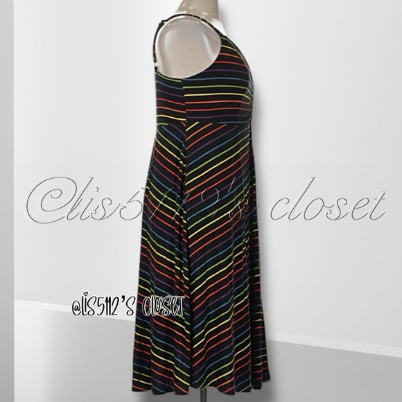 Torrid Black Rainbow Stripe Super Soft Button-Front Midi Swing Dress 1X 14 16 - Picture 6 of 16